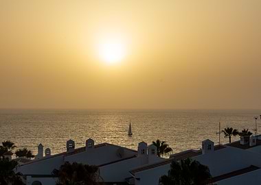 Sailing boat at sunset