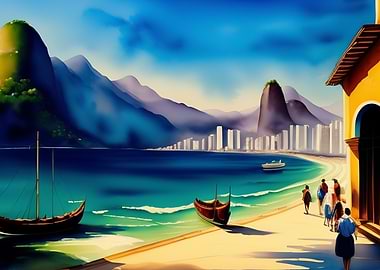 Seaside City with Beach