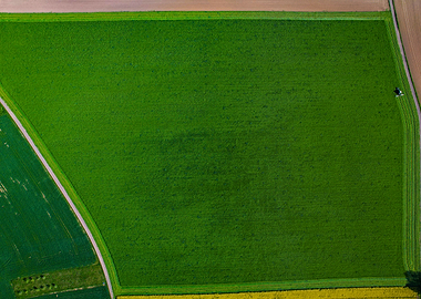 Field top view tractor