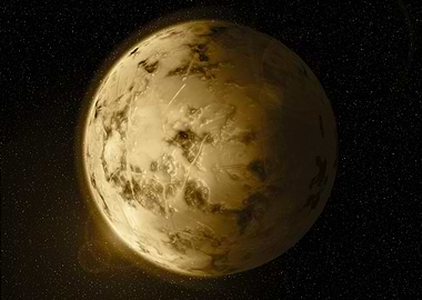 Warm yellow fantasy planet