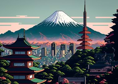 japan cityscape pixel