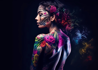 Colorful tattoed Latina