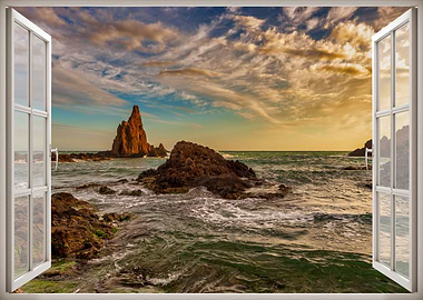 Window view sea coastal