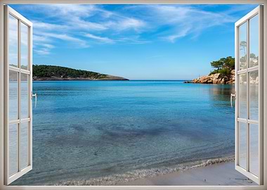 Window view beach calm
