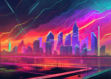 Neon City Night Life