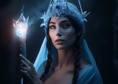 Ice mage with her staff