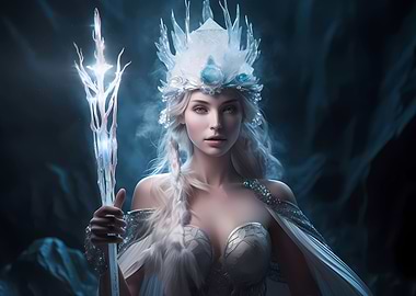 Ice mage with her staff
