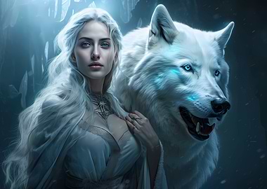 Ice mage and her big wolf