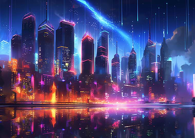 Landscape Neon Light City