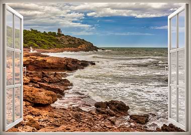Window view coastline sea