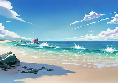 Ocean Waves on Beach