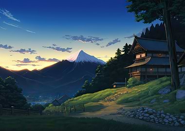 Japanese House on Mountain