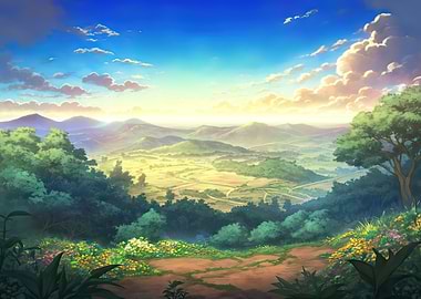 Hilltop View of Landscape