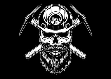 Gold Mining Miner Skull