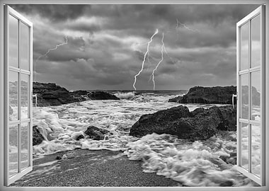 Window view electric storm