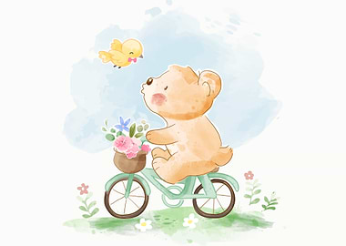 Bear riding bicycle