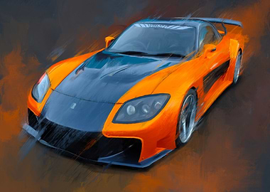 mazda rx7 on painting