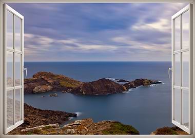 Window view sea sunset