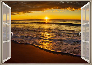 Window view sea sunset