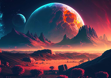 mountains moon space