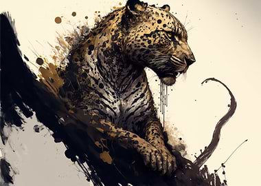 leopard sitting painting