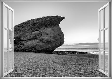 Window view sea sunset
