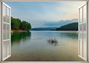 Window view lake calm