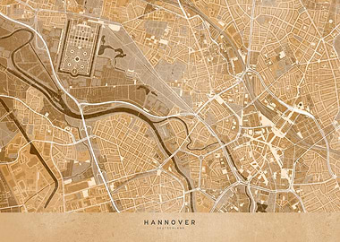 Hannover center sepia map