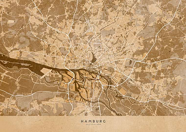 Hamburg sepia vintage map