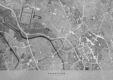 Hannover center gray map