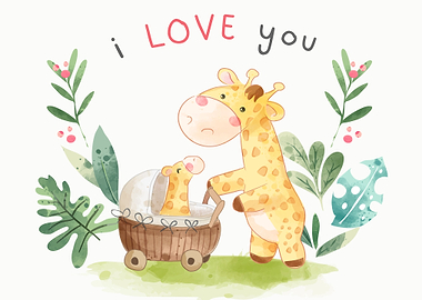 Father and son giraffe