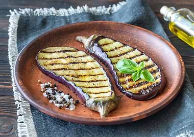 Grilled slices of eggplant