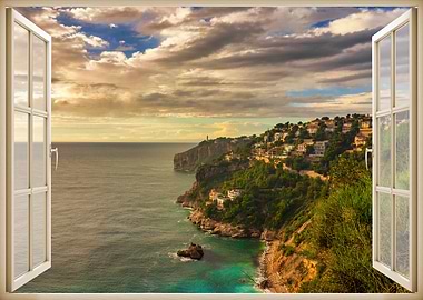 Window view cliff sea