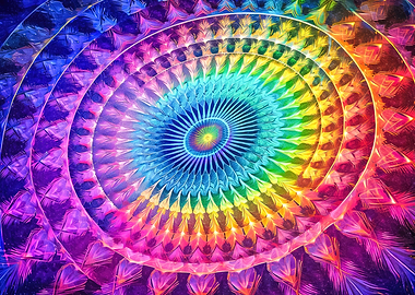 Rainbow Fibonacci Mandala