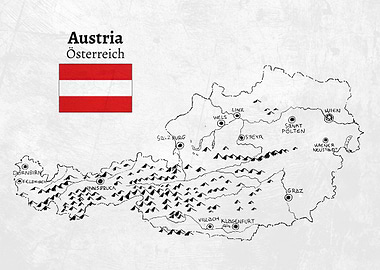 Handdrawn Austria Map