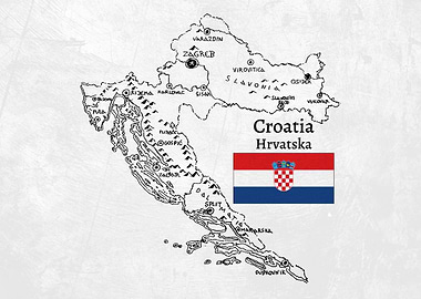 Handdrawn Croatia Map