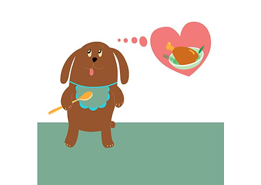 Dog dreams about meat