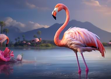 Mountan Landscape Flamingo