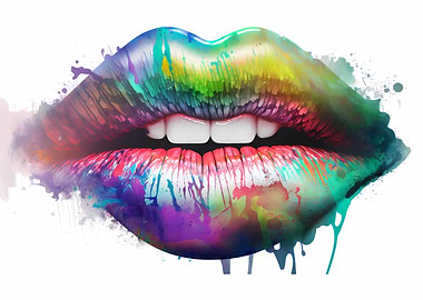 Lips watercolor art