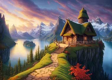 Viking Cabin on a Cliff