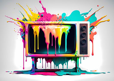 Retro TV watercolor art