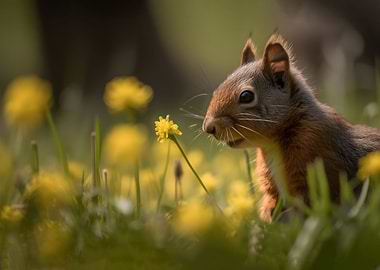 Squirrel on spring Meadow
