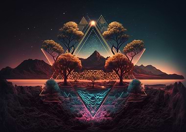 neon 3D nature geometry