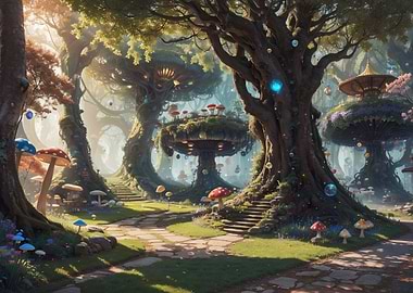 Mushroom art fantasy city
