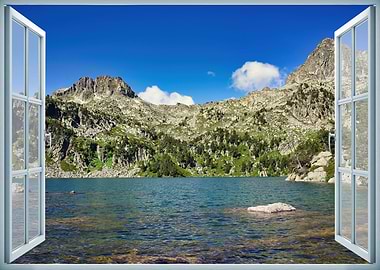 Window view lake mountains
