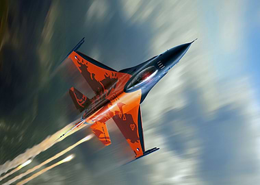 orange and grey jet plane