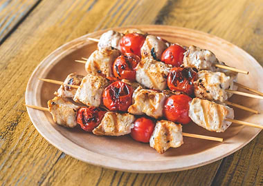 Grilled chicken skewers