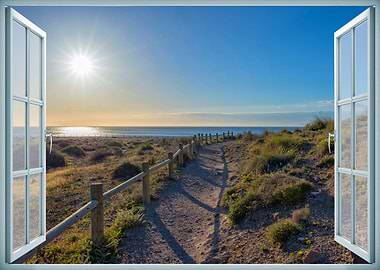 Window view sea landscape