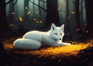 fox and orange leaves