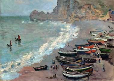 Beach at etretat 1883